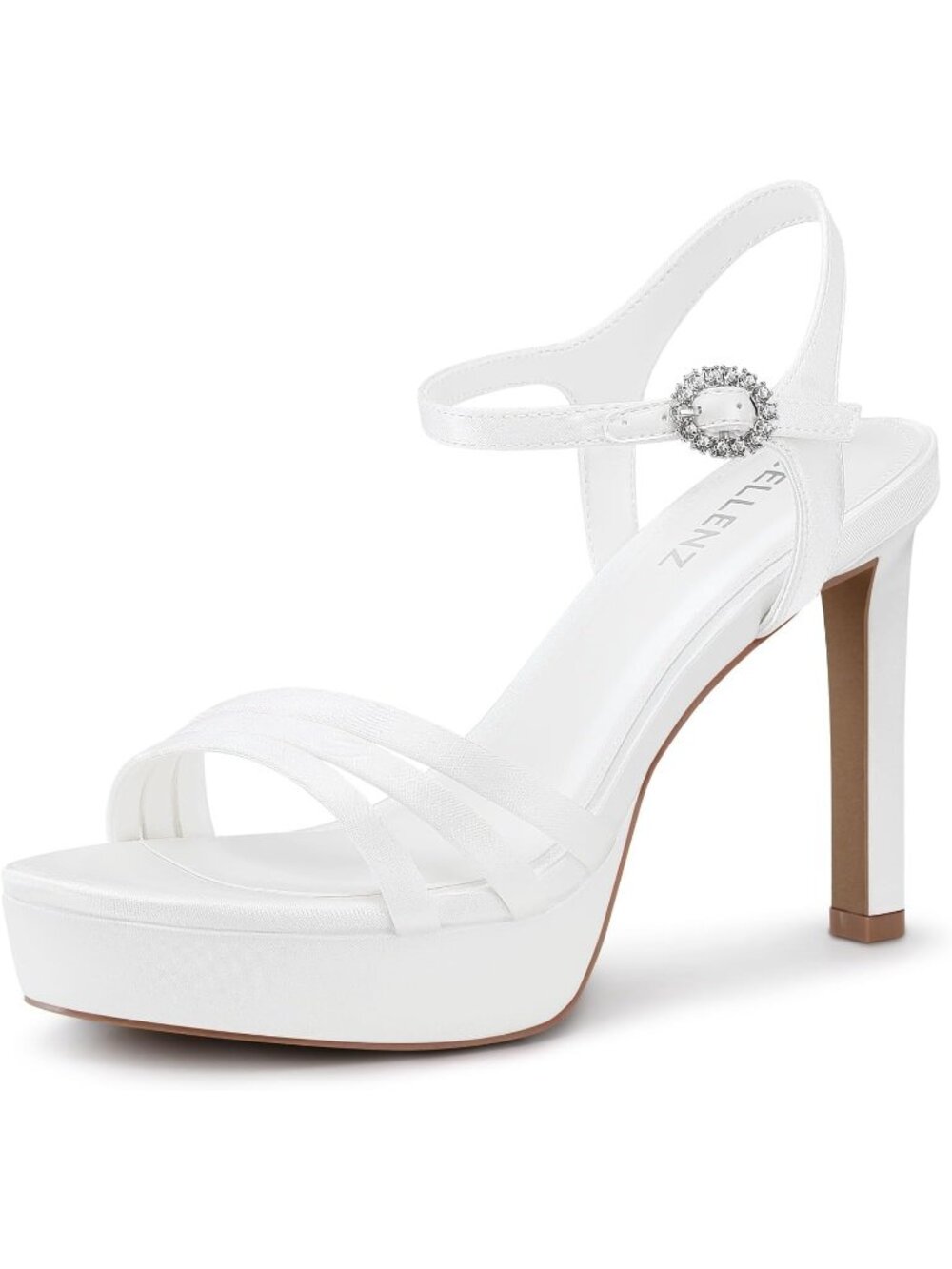 Women's Satin White Stylish Comfortable Strappy High Heels 4.3 Inch Heel Sandals